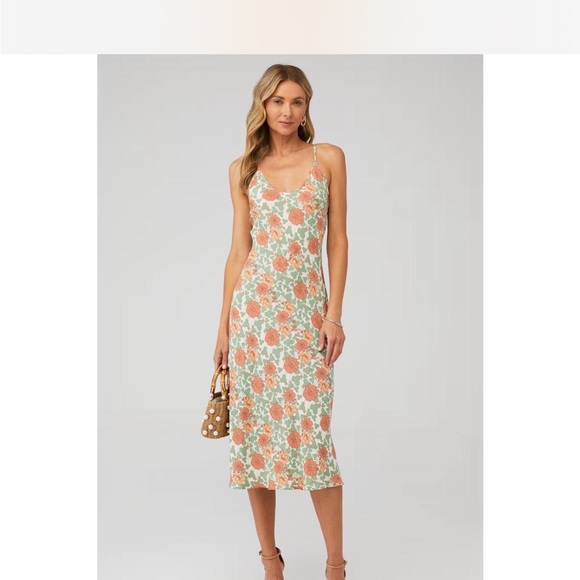 ROLLAS Pink/Green Floral Slip Dress - Picture 1 of 3